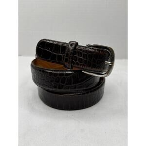 Ralph Lauren Italian Brown Leather Croc Embossed Belt Size Size 38